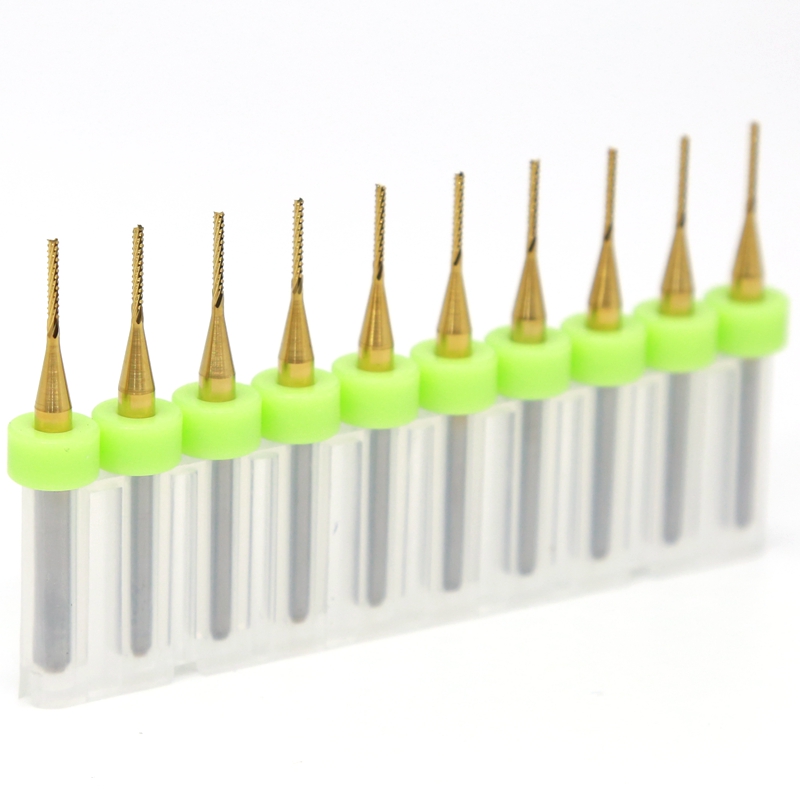 01ดอกกัด PCB เคลือบไทเทเนียม 1.0 mm 10 PCS Tungsten Carbide Router Tool, Milling Metal Bushing