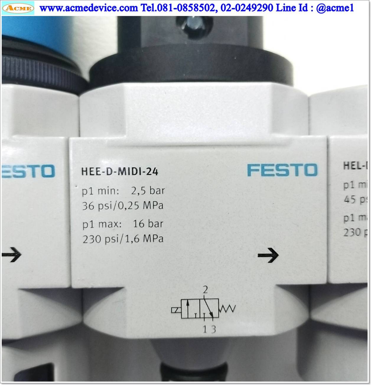 Regulator Festo รุ่น HE-D-MIDI & LFR-D-MIDI-A & HEE-D-MIDI-24 & HEL-D-MIDI & FRM-D-MIDI & PEV-1/4-B-OD