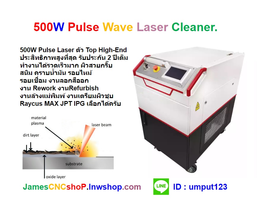 เลเซอรกำจัดสนิม 500w Pulse Wave Laser Cleaner เครื่องกำจัดสนิมด้วยเลเซอร์แบบ Pulse wave
