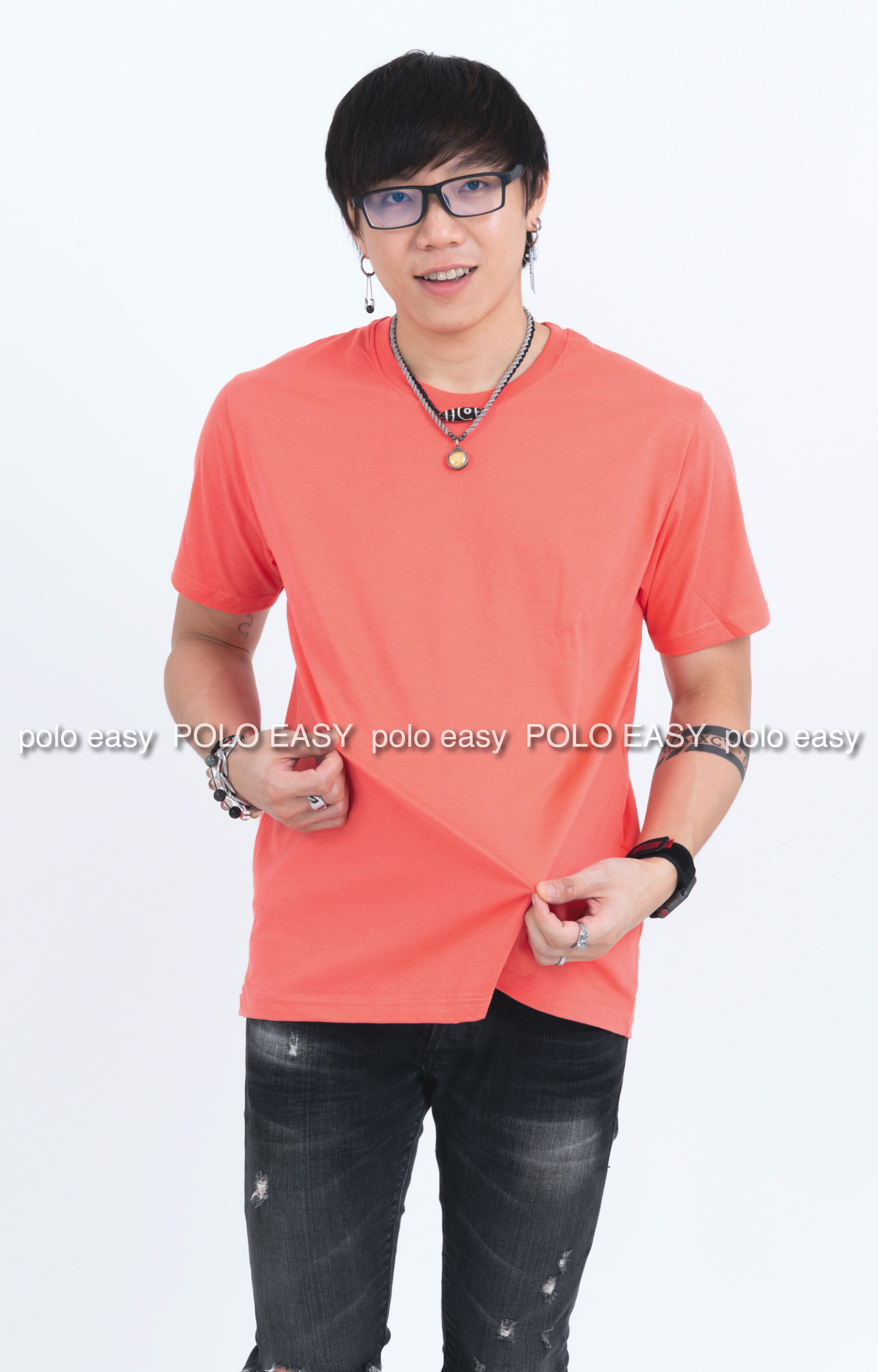 L เสื้อยืด สีโอลด์โรส คอกลม แขนสั้น Size L