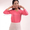เสื้อยืด สีชมพู Sweety คอวี แขนยาว Size S