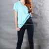 S เสื้อยืด สีฟ้าอ่อน คอวี แขนสั้น Size S