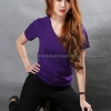 เสื้อยืด สีม่วงเข้ม คอวี แขนสั้น Size M