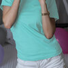 S เสื้อยืด สีเขียวพาสเทล คอวี แขนสั้น Size S