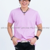 L เสื้อยืด สีม่วงพาสเทล คอกลม แขนสั้น Size L