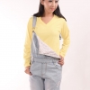 เสื้อยืด สีเหลืองพาสเทล คอวี แขนยาว Size S