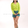 เสื้อยืด สีเขียวมะนาว คอวี แขนยาว Size S
