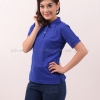 เสื้อโปโล สีน้ำเงิน TK Premium แขนสั้น ทรงเว้า (หญิง) Size XL