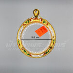 ตลับเหรียญกลม ทองเหลือง ชุบทอง ลงยา ฝังพลอยขาว