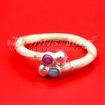 กำไลข้อมือหางช้างหุ้มเงินแท้ 92.5% หัวกลมฝังพลอยทับทิมไพลิน