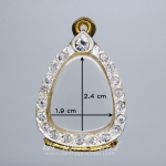 ตลับปิดตา ทองเหลือง ชุบทอง ฝังพลอยขาว