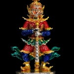 ท้าวเวสสุวรรณ ครูบาบุญยัง วัดห้วยน้ำอุ่น ลำพูน เนื้อสัมฤทธิ์ชุบเงิน ลงยาเบญจรงค์ หมายเลข 9