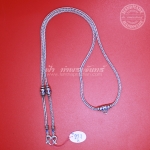 สร้อยคอเงินแท้ 92.5 ลายสี่เสา หัวจรวด ลงยา รมดำ