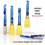 ดอกกัดฟันเดียว 4.0 mm ฟันยาว : เกลียวขวา Up cut Single Flute Spiral Carbide End Mill CNC Cutter Tool 4x32x4x55 mm
