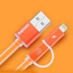 สายชาร์จ remax aurora High Speed 2 หัว ไอโฟน/Android (สีส้ม)