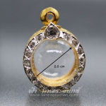 ตลับลูกอม ทองเหลือง ชุบทอง ฝังพลอยขาว