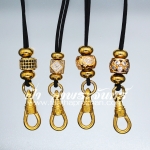 สร้อยคอเชือกร่มไมครอน ลูกเล่นเลเซอร์ฝังพลอย พร้อมห่วงหลัง