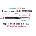R0.5x30.5xD6x75 mm Tapered ball nose end mill TiAlN Carbide coat