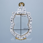 ตลับเสมาปู่ทวด ทองเหลือง ชุบทอง ฝังพลอยขาว