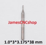 ดอกกกัดฟันเดี่ยวเกลียวขวา 1.0 mm แกน 3.175 mm (1/8") : Up cut Single Flute Spiral Carbide End Mill CNC Cutter Tool 1.0x3x3.175x38 mm