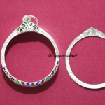 เลี่ยมเงินจับขอบ กลม เงินแท้ ลงยา