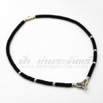 สร้อยกะลาคั่นเงิน 92.5% กระจับเงินลงยาสุโขทัย มีห่วงหลัง