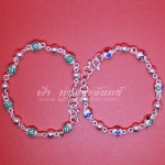 กำไลข้อมือเงินแท้ ประคำเงินเกลี้ยง คั่นประคำเงินลงยา