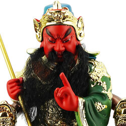 กวนอู เทพเจ้ากวนอู กวนอูปางนั่ง เทพเจ้ากวนอูปางนั่งบรรลังค์ สูง 9 นิ้ว (ไม่รวมความสูงง้าว)