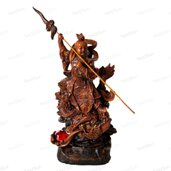 นาจา ลอเฉี๊ยะ สีน้ำตาลไม้ สูง 16 นิ้ว ถึงศรีษะ ไม่รวมความสูงง้าว