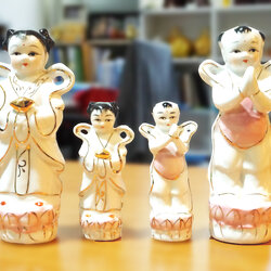 ศิกษ์เจ้าแม่กวนอิม กิมท้งเง็กนึ่ง บริวารเจ้าแม่กวนอิม เซรามิกสูง 4 นิ้ว 6 นิ้ว