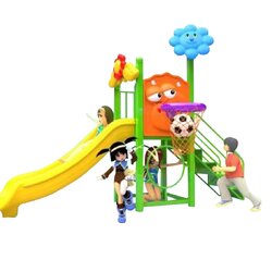 เครื่องเล่นสนามกลางแจ้ง ชุด ดอกไม้สไลด์พร้อมห่วงบาส