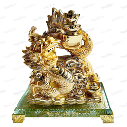 มังกรชูก้อนทอง สูง 7 นิ้ว กว้าง 6.5 นิ้ว
