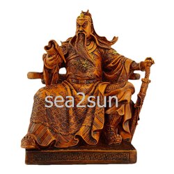 เทพเจ้ากวนอูปางอ่านตำรา สีไม้ 12 นิ้ว