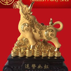 วัว ทองยืนบนกองทอง สูง 14 นิ้ว