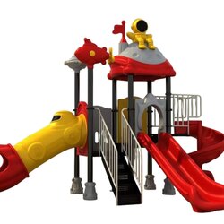 เครื่องเล่นสนามสุดมีความสุข เครื่องเล่นชุด อวกาศสไลเดอร์หรรษา สีแดงสดใส