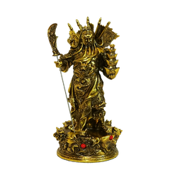 เทพเจ้ากวนอู ปางประทานทรัพย์ ทองเหลือง ขนาดสูง 9 นิ้ว ฐานกว้าง 4 นิ้ว