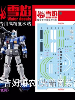 ดีคอลน้ำ HGGTO RGC-80S GM CANNON (WITH ROCKET BAZOOKA) HG-33 Water Decal Fluorescent color สติ๊กเกอร์น้ำสะท้อนแสงเมื่อส่องด้วย UV Blacklight