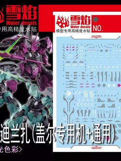 ดีคอลน้ำ HGTWFM DILANZA STANDARD TYPE / HGTWFM GUEL'S DILANZA HG-66 Water Decal Fluorescent color สติ๊กเกอร์น้ำสะท้อนแสงเมื่อส่องด้วย UV Blacklight