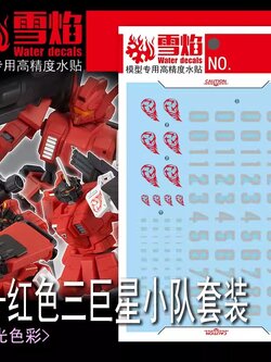 ดีคอลน้ำ HGUC RED GIANT 03rd MS TEAM SET HG-72 Water Decal Fluorescent color สติ๊กเกอร์น้ำสะท้อนแสงเมื่อส่องด้วย UV Blacklight