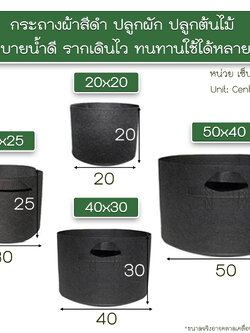 ถุงผ้าปลูกต้นไม้ ถุงปลูกต้นไม้สีดำ ใช้ได้นานหลายปี เนื้อหนา ตัดเย็บอย่างดี กระถางต้นไม้ ถุงเพาะชำ