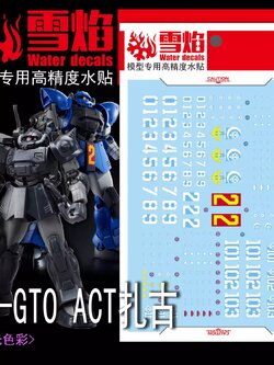 ดีคอลน้ำ HGGTO ACT ZAKU KYCILIA'S FORCES HG-09 Water Decal Fluorescent color สติ๊กเกอร์น้ำสะท้อนแสงเมื่อส่องด้วย UV Blacklight