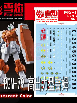 ดีคอลน้ำ MG RGM-79 GM MG-154 Water Decal Fluorescent color สติ๊กเกอร์น้ำสะท้อนแสงเมื่อส่องด้วย UV Blacklight