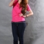 2XL เสื้อยืด สีชมพู Pinky คอวี แขนสั้น Size 2XL
