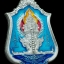เหรียญท้าวเวสสุวรรณ มหาเทพราชาโชค หลวงปู่จันทร์ โชติโก วัดน้ำแป้งวนาราม เนื้อเงินลงยาสีฟ้า หมายเลข 18