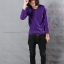 เสื้อยืด สีม่วงเข้ม คอกลม แขนยาว Size S