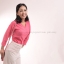 เสื้อยืด สีชมพู Sweety คอวี แขนยาว Size 4XL