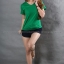 3XL เสื้อยืด สีเขียวใบไม้ คอวี แขนสั้น Size 3XL