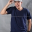 M เสื้อยืด สีกรมท่า คอวี แขนสั้น Size M