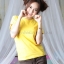 S เสื้อยืด สีเหลือง คอกลม แขนสั้น Size S