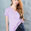2XL เสื้อยืด สีม่วงพาสเทล คอวี แขนสั้น Size 2XL